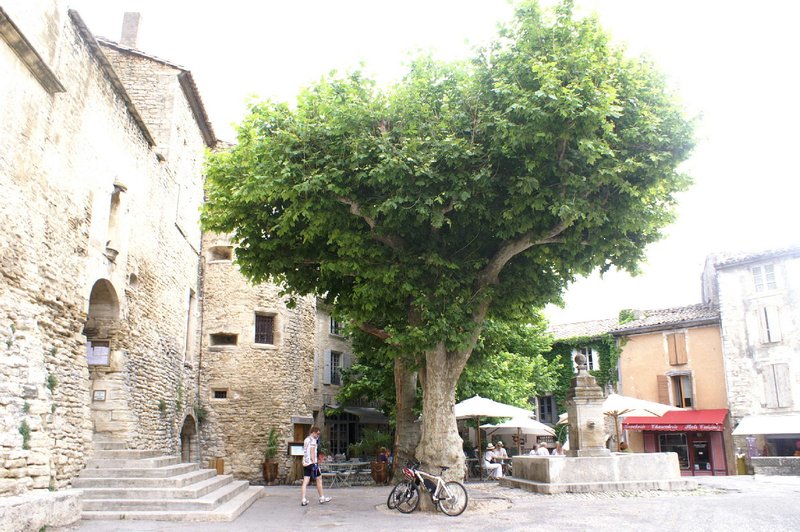 Outside the chateau in the main square at Gordes