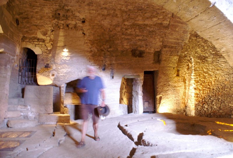 Bob makes a ghostly appearance in the Caves du Palais St Firmin