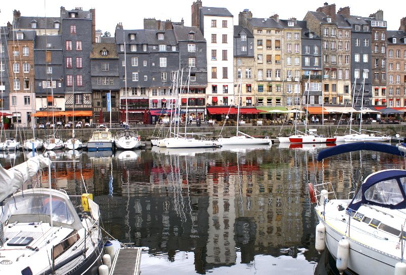 Honfleur and its reflective buildings