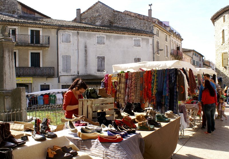 Market stall in the main square at Vallon