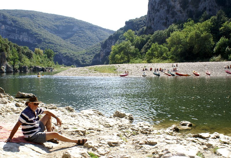 Bob sunning himself on the banks of the Ardeche