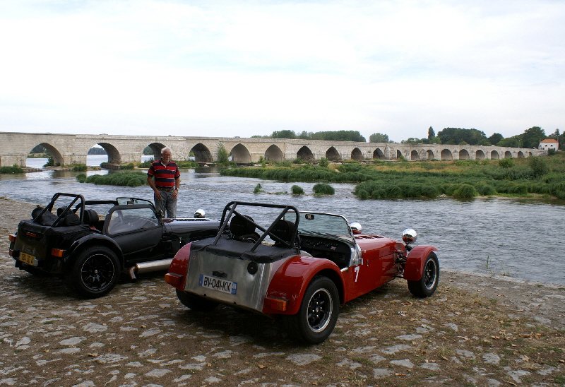 By the Loire in Beaugency. "Posing' cars made in Britain but owned in France.