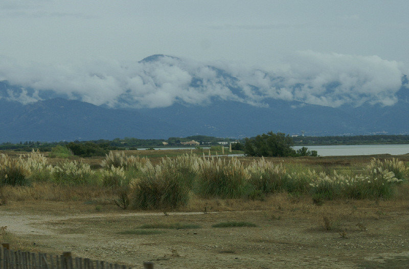 The cloud had descended over the hills behind the coast as we drove south to Argeles-Sur-Mer