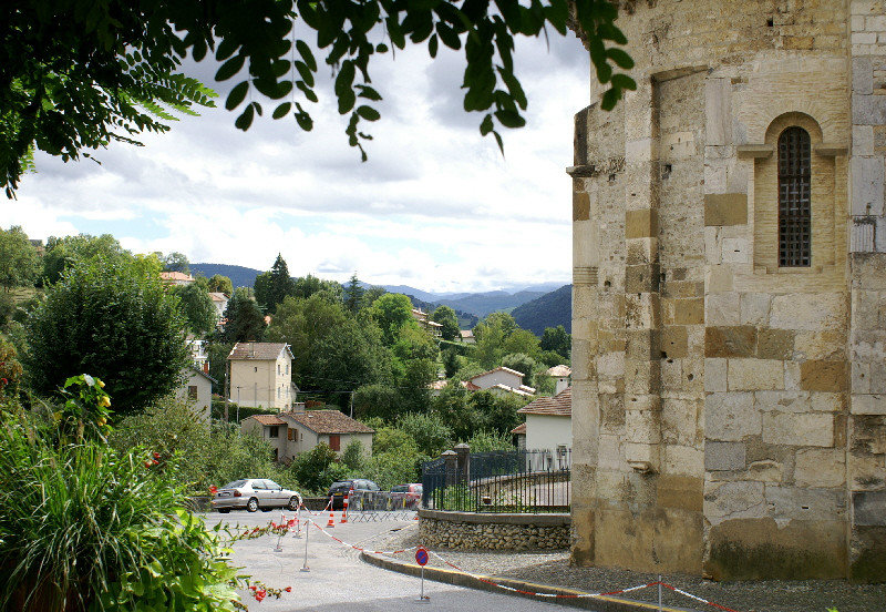 Gorgeous view across the Pyrenees from the Place de L'eglist in St Lizier