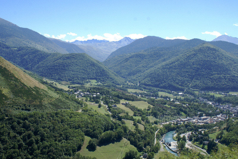 On our way up Col d’Aspin with a lovely view to the valley below