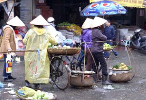 Well covered against the rain by the market
