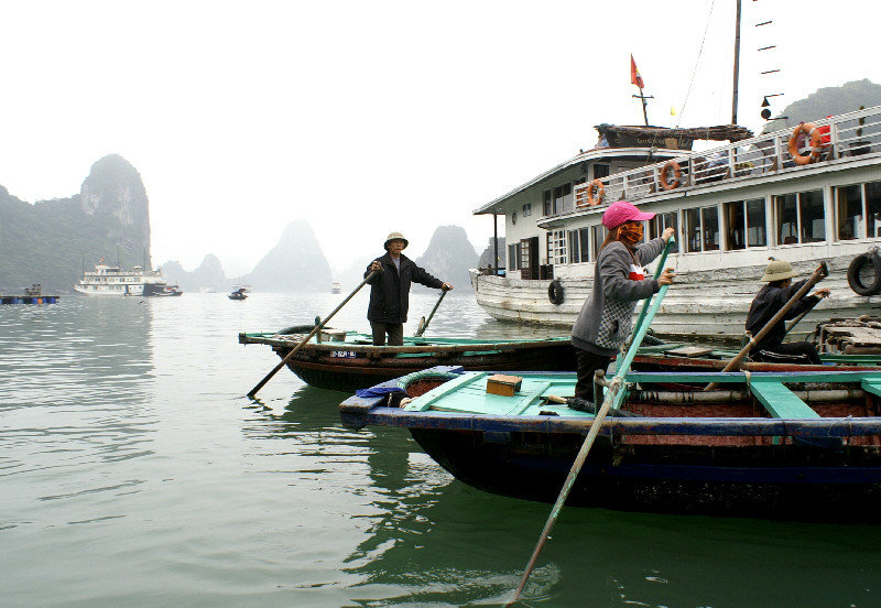 Halong Bay village on the water