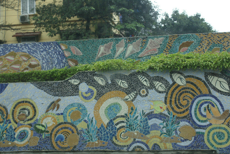 Superb mosaic mural which runs for about a mile through the centre of Hanoi