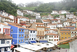 Cudillero stacked up buildings 