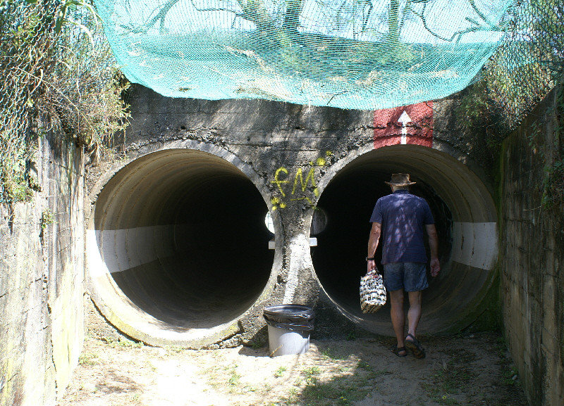 10. The way from the beach to the campsite  - 30m out the other side  of this second set of pipes and then through a gate