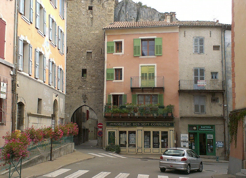 Castellane and a little sight of its famous rock above the buildings