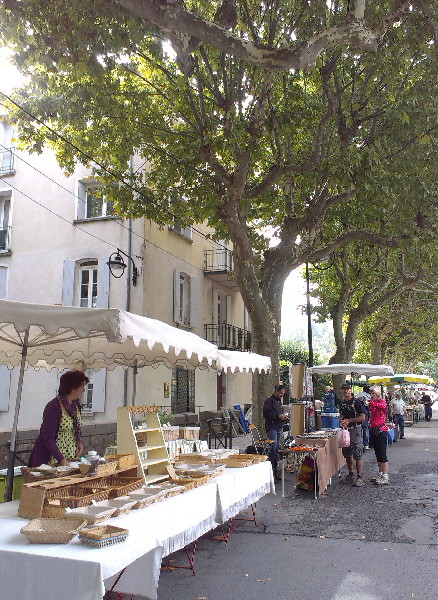 market in St Jean du Gard - gorgeous trees just changing colour