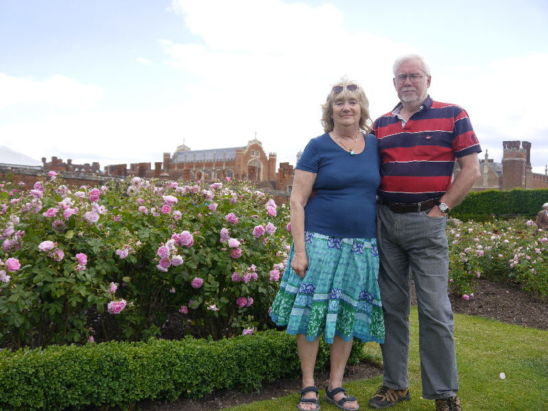 Hampton Court  - posing in the wonderful rose garden