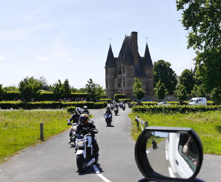 Our view of this little chateau was obscured by 100 motorcycles - not always our favourite partners on the narrow roads especially when, as some of these did, they come round blind bends on our side.