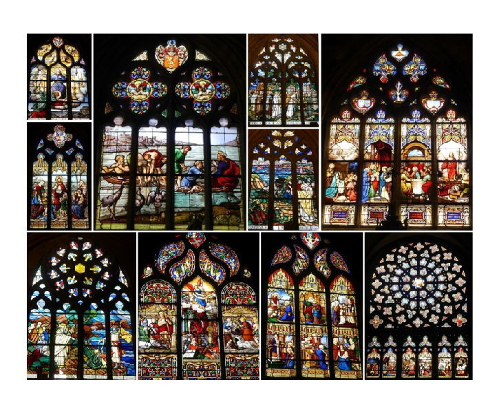 St-Pol-de-Leon Cathedral - a collage of the superb stained glass windows