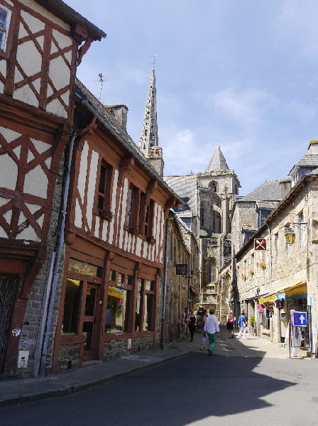 Tréguier church spire soaring through the town