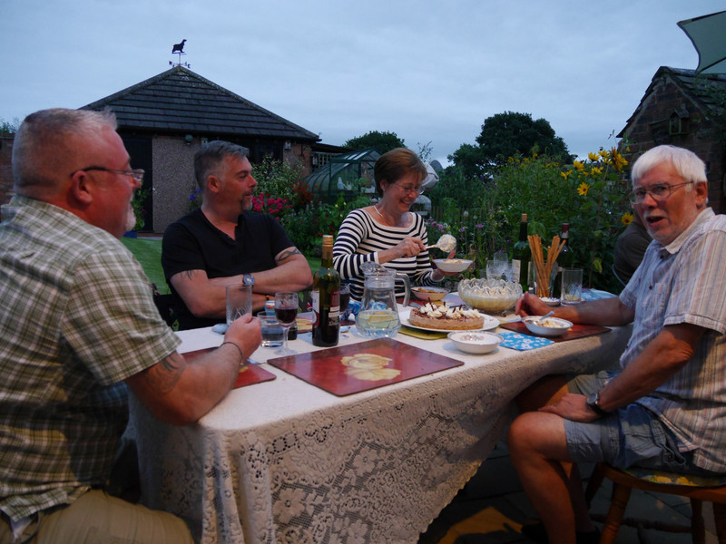Bob's birthday. I made dinner for his 3 children. It was a lovely evening so we ate outside.