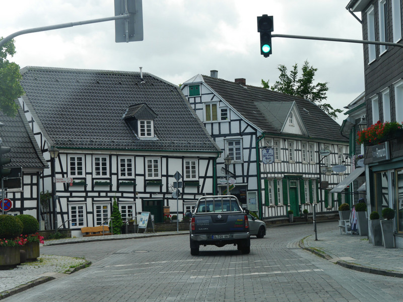 Approaching Solingen. Love these timbered buildings