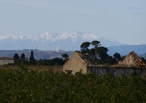 Snow capped Pyrenees to the south