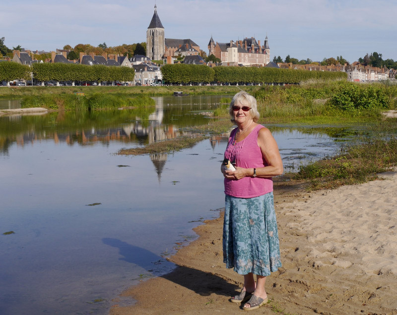 Posing by the River Loire. Note unusually not wearing shorts but that's because I've got used, this trip, to colder weather.