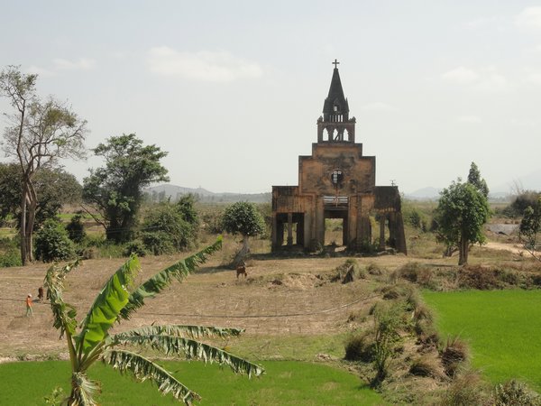 Church ruins used by the Viet Cong as shelter for their anti-aircraft guns