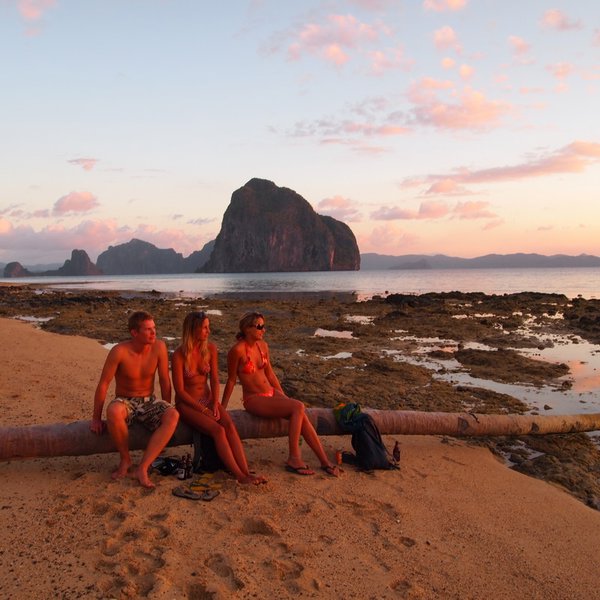 With Alex and Emma watching a perfect El Nido sunset