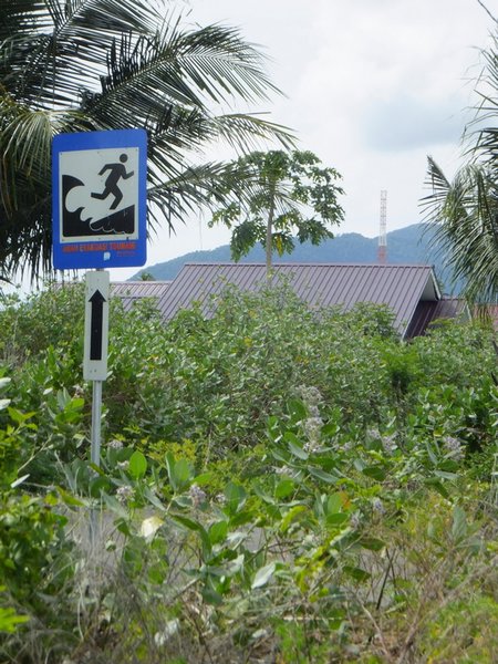 One of many tsunami flight path signs