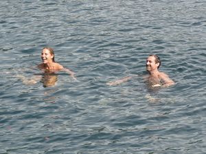 Dipping in Lake Toba