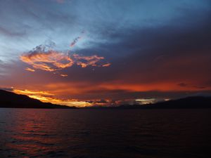 The sunset over Lake Toba