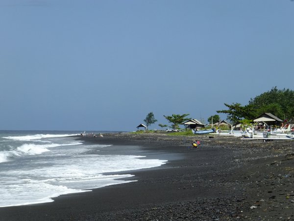 Black beach near Padangbai, Bali