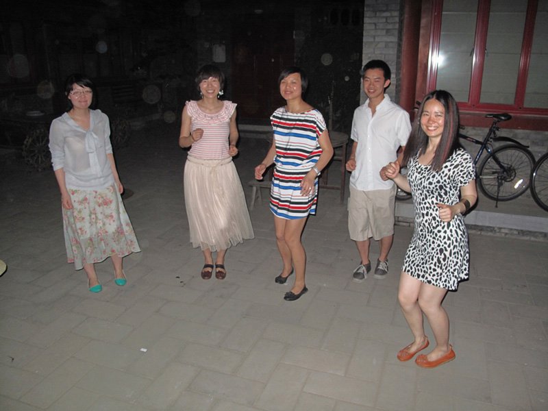 Salsa dancing in the courtyard