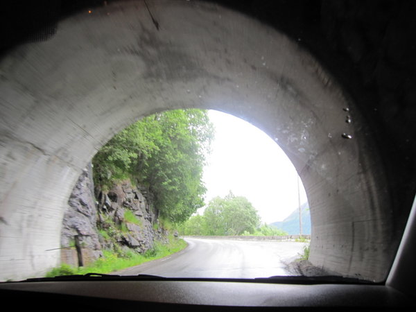 Driving through one of many tunnels