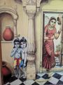 Baby Krishna and Balram with mother Yashoda, one of the beautiful paintings at ISKCON Vrindavan