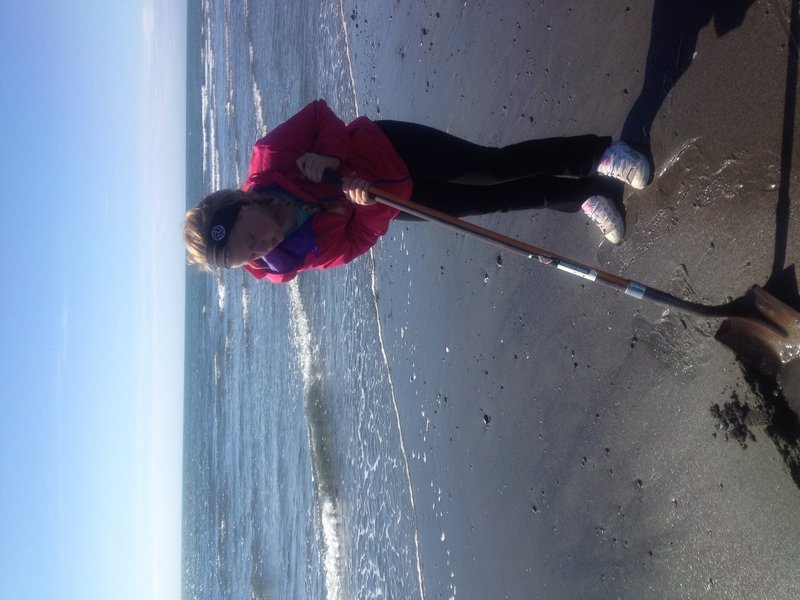 Hanna trying her hand at clam digging