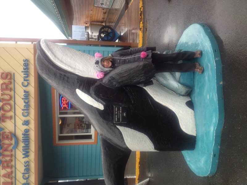Maggie made friends with this orca after the boat ride on downtown Seward