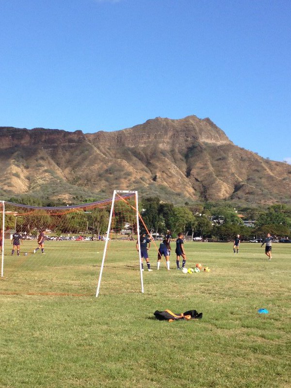 Soccer at the base of Diamond Head...what?!?!