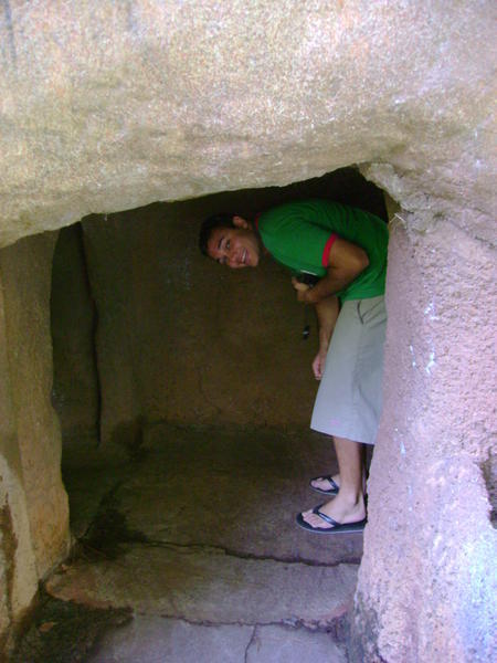 Dom playing in a cave