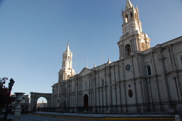 Cathedral in Plaza de Armas in Arequipa