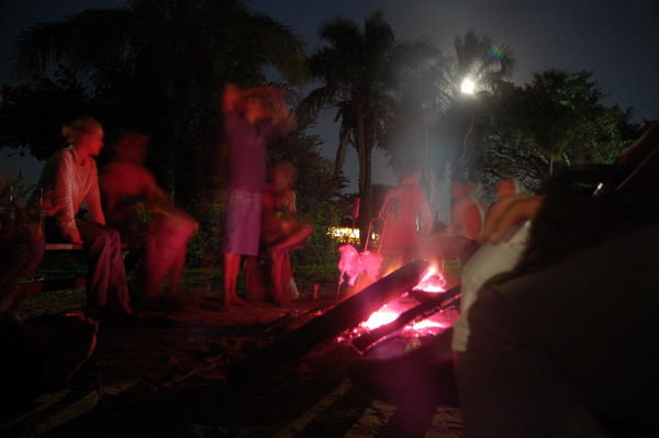 Campfire at night in the Pantanal