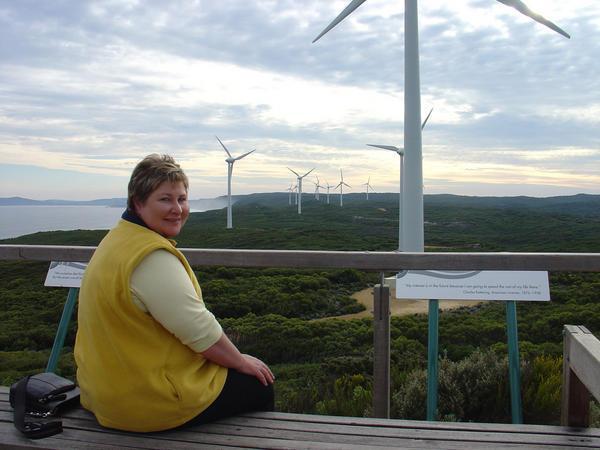 Jen at the Albany wind farm