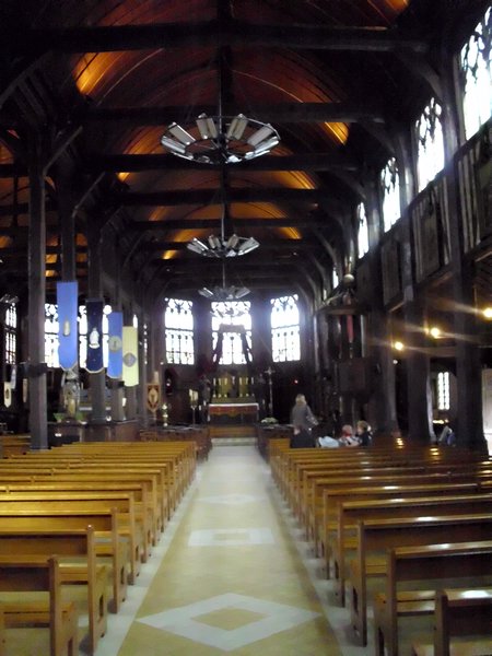 Inside wood church