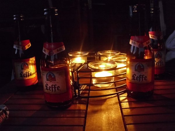 Leffe Ruby by citronella candelight - a taste of our evenings!