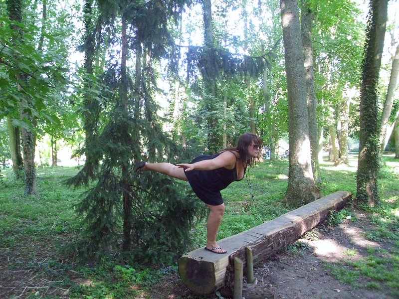 Balancing on a log on the Parcours circuit ... so cool!