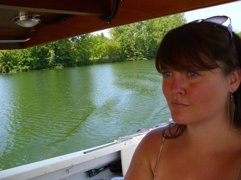 Concentrating on driving the boat...
