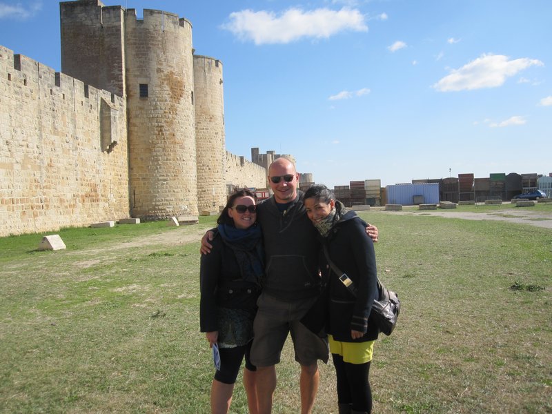 Me Mike and Becky outside Aigues Mortes