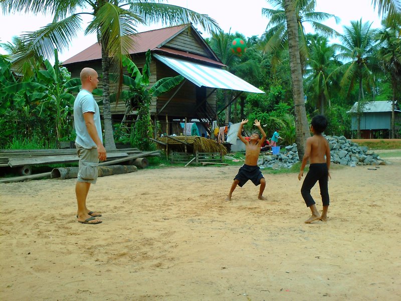 Mike playing volleyball