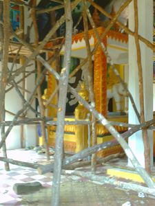 Inside a temple still under construction