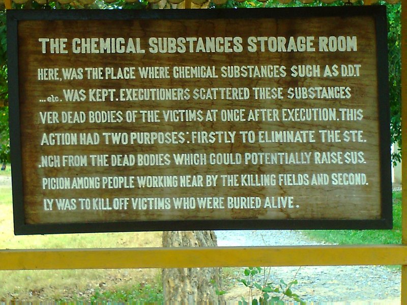 Sign describing some of the atrocities that occured