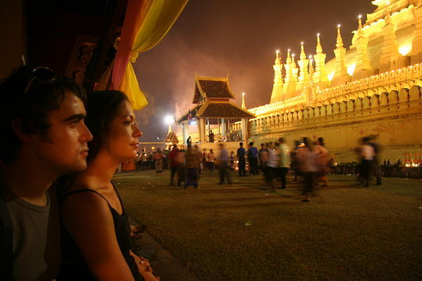 People watching at That Luang