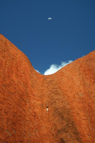 The moonrise behind Uluru